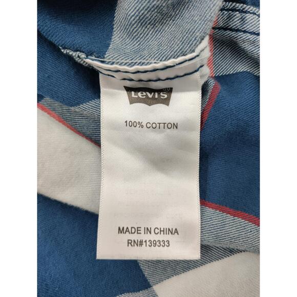 Levis Shirt Womens Size Small Blue White Red Plaid Button Up Long‎ Sleeve Chest - Picture 7 of 12